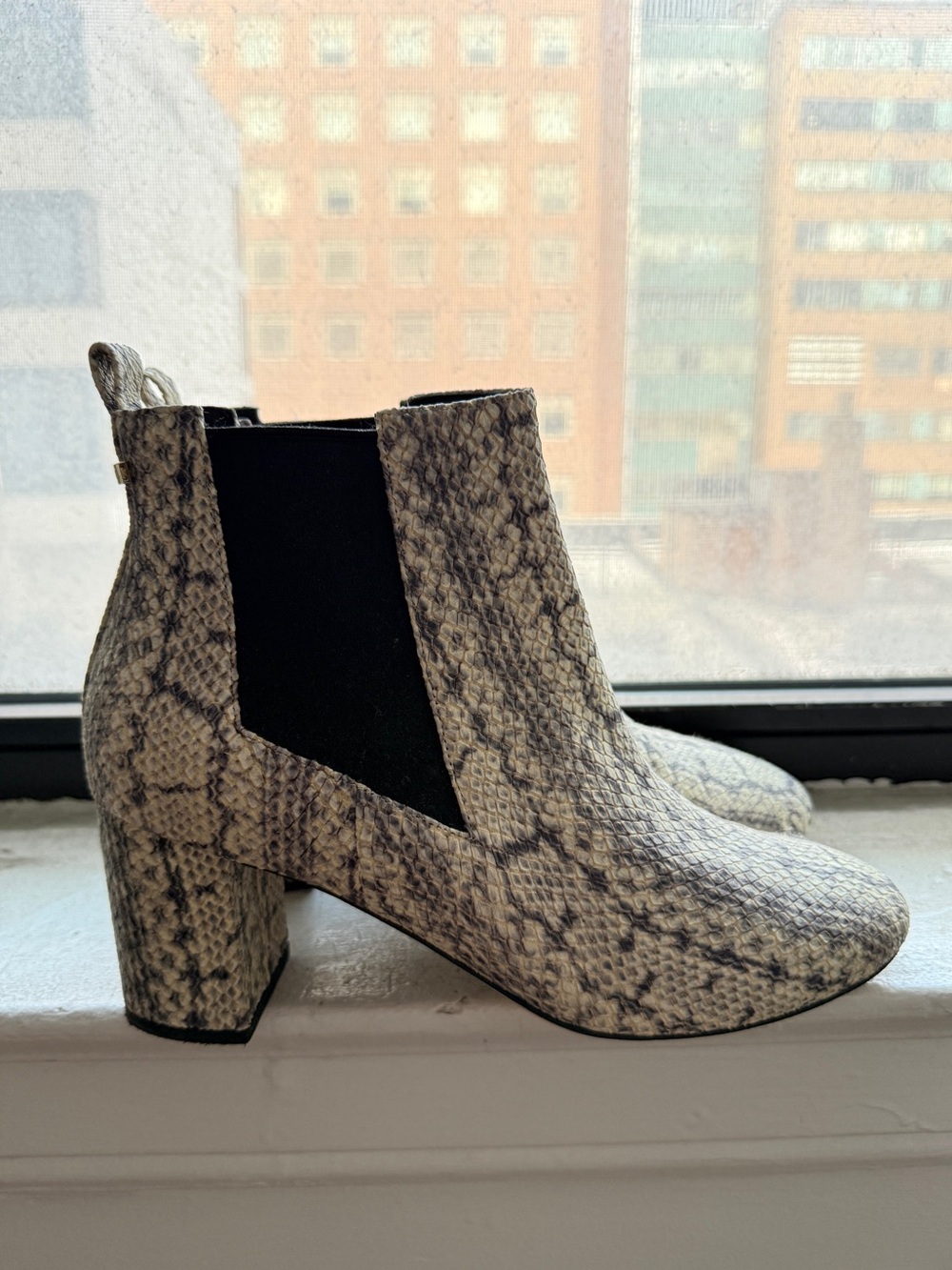 Cole Haan Nitasha Leather Snake Print Ankle Boots